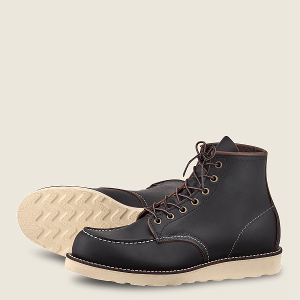 Red Wing Mens Heritage Boots - Classic Moc - 6-inch Prairie Leather - Black - UDO891560